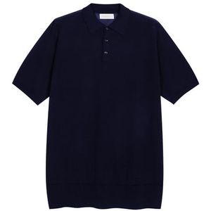 Diana Studio Poloshirt van jersey, heren, 100% lyocell, korte mouwen, casual fit, gemaakt in Italië, Blauw Navy, M