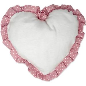 Decoratief kussen met hartpunten voor kinderkamer, gestippeld hart, kussen met ruches van katoen voor kinderen, handgemaakt, meubels en textiel voor kinderkamer, roze