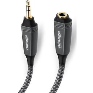 HImage jack-kabel 3,5 mm mannelijk vrouwelijk 24K vergulde stekker met textielmantel, hoge audiokwaliteit, aluminium behuizing, 1,5 m lengte