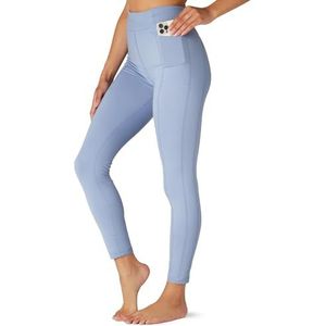 FM London High Waisted Leggings met zakken, heerlijk zachte leggings voor vrouwen over de volledige lengte en capri-designs, rekbaar en comfortabel, geschikt als yogabroek of fitnesslegging, blauw