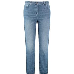 Samoon Betty 5-pocket jeans voor dames, effen, washed-out-effect, normale lengte, Bleached Blue Denim, 46