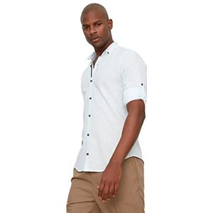 Trendyol Mint mannelijke knoopkraag Apolfent slim fit shirt shirt, munt, S
