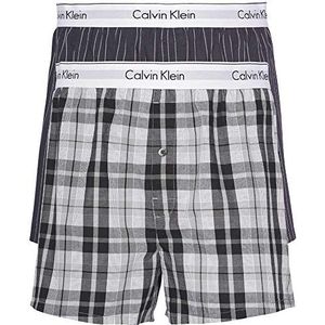 Calvin Klein Boxershorts voor heren, verpakking van 2 stuks, meerkleurig (Ryan Stripe D Well/Hickory Plaid B), M