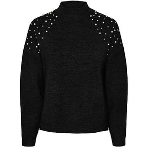 PIECES Pcpearla Ls Knit Bc Pullover voor dames, zwart, XL