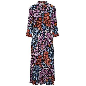 YAS Yassavanna lange shirtjurk S. Noos jurk voor dames, Zwart/Aop: liro Print, M
