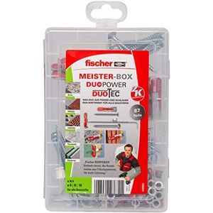 fischer Meister-Box DuoPower/DuoTec, handige assortiment met universele kunststof pluggen en schroeven voor alle bouwmaterialen, sterke pluggen voor eenvoudige montage 87-delige