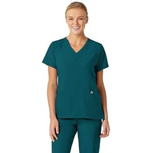 WonderWink 6155ACARISM W123 Gestileerde V-hals Top voor dames, Caribisch blauw, Standard-S maat