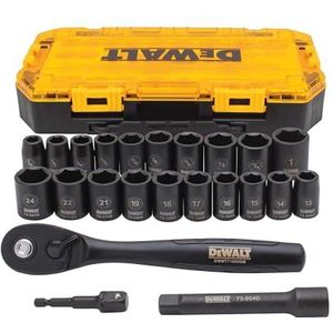 DeWalt DWMT74739 - Impact Doppenset - 23-delige Set met Ratelsleutel - Metrisch/SAE - 1/2 Aandrijving