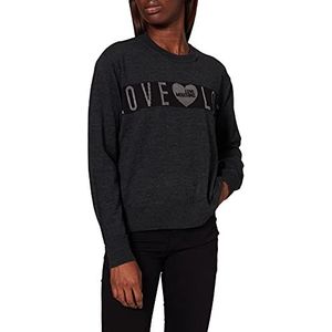 Love Moschino Womens Pullover Sweater, Melange Dark Gray, 44