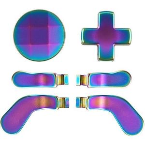 eXtremeRate D-pads Magnetische Roestvrijstalen Terug Peddels Vervangende voor Xbox Elite V1/V2 Controller, Richting Keys Terug Knoppen Button voor Xbox Elite & Elite Series 2 - Metaal Regenboog Aura Blauw & Paars