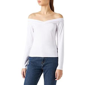 PIECES Dames Pcmaliva Ls Off Shoulder V-hals Top Noos shirt met lange mouwen, wit (bright white), XS