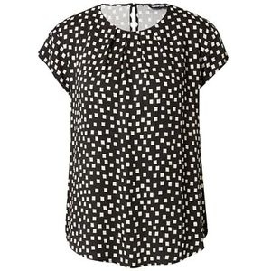 Taifun Dames 960990-19191 blouse, zwart patroon, 38, Zwart met patroon.