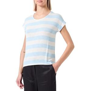 VERO MODA Vmwide Stripe Sl Ga JRS Noos Top voor dames, Dutch Canal/Stripes: sneeuwwit, M