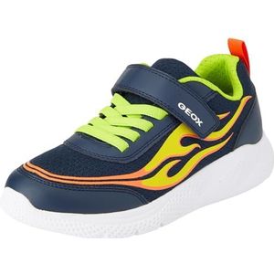 Geox J SPRINTYE Boy B Sneaker, Navy/Lime, 38 EU, Navy Lime, 38 EU