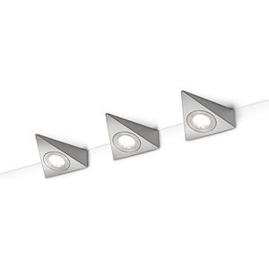 Trio Leuchten 3-delige set led-onderbouwlampen 273370307 Ecco, metaal nikkel mat, 3 Watt LED