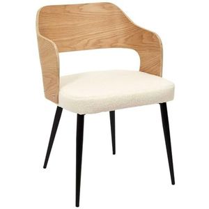 HOME DECO FACTORY, HD7620, set van 2 Bouclette Loki fauteuils, Natural Crush, meubilair, zitting, stoel, tafel, fauteuil, 76 x 55 x 51,5 cm, zithoogte 47 cm, bruin, wit, zwart