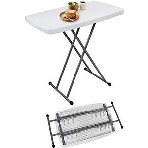 Todeco klaptafel, verstelbaar, compacte en opvouwbare tafel – materiaal: HDPE – oppervlak: 76 x 50 cm – 76 x 50 x 51/63/74 cm, wit