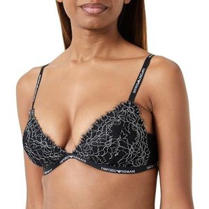 Emporio Armani Dames Dames Triangle Christmas Lace Padded BH, zwart, M