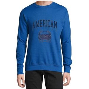 AMERICAN COLLEGE USA Sweatshirt, ronde hals, blauw, maat M, Blauw, M