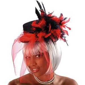 Carnival Toys 5423 - Kleine hoed met haarband, rood/zwart