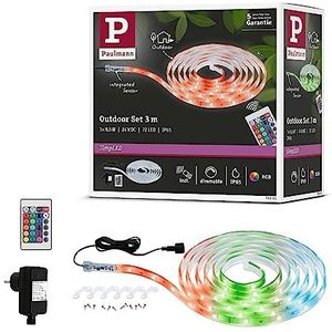 Paulmann 78891 LED Strip SimpLED Outdoor 3m IP65 24LEDs/m RGB incl. 1x8,5 watt dimbaar lichtband transparant kunststof