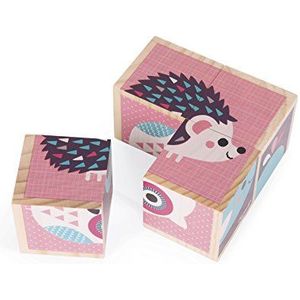 Janod - My First Blocks, Baby Animals - Children's Wooden Puzzle - Early Learning and Construction Toy - Develop Visual Memory - Wooden Toy - From 1 Year Old, J08001