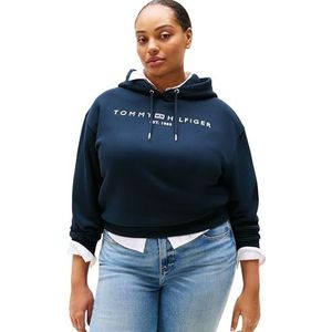 Tommy Hilfiger Dames CRV MDRN REG CORP LOGO HOODIE WW0WW45446 Pullover Hoodie, Blauw, 46, Blauw (Donker Nacht Marine), 72