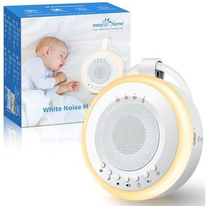 Easy@Home Nachtlampje met witte ruis, voor baby's, 20 geluiden, slaapliedjes en natuur, draagbaar, met timer, geheugen, oplaadbaar via USB (wit)