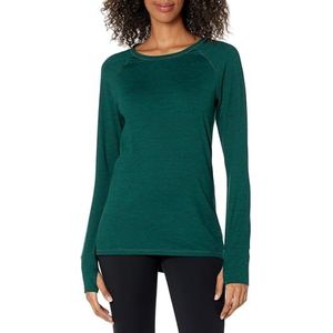 Amazon Essentials Dames Brushed Tech Stretch Shirt met lange mouwen en ronde hals (verkrijgbaar in grote maten), jade groen, S