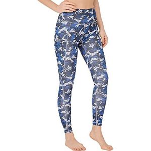 LOS OJOS Camo Leggings voor dames, hoge taille, buikweg, camouflage, workout leggings voor vrouwen, Kohle-true Navy, M