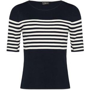 s.Oliver BLACK LABEL Gestreepte slim fit trui met korte mouwen, Donkerblauw, 34