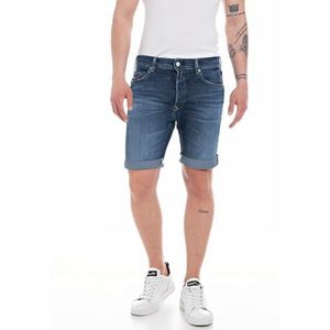 Replay Heren Tapered fit Jeans Shorts, 007, donkerblauw, 28W