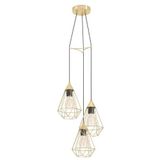 EGLO Hanglamp Tarbes, 3-lichts pendellamp, eettafellamp van metaal in mat messing, lamp hangend voor woonkamer, E27 fitting, Ø 31 cm