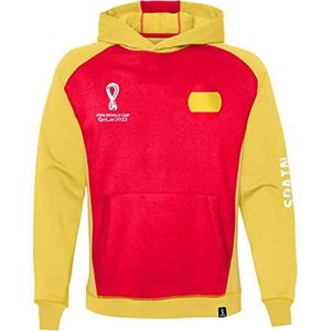 Officiële Fifa World Cup 2022 Overhead Hoodie, Jeugd, Spanje, Leeftijd 12-13 Rood/Geel