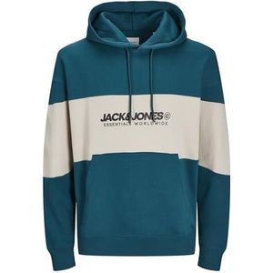JACK&JONES JJELEGACY Blocking Sweat Hood NOOS, Deep Teal/Detail: blokkering, S