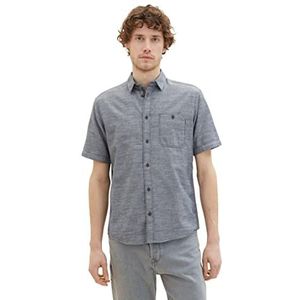 TOM TAILOR Heren 1036213 hemd, 29605-Navy Herringbone Structure, S, 29605 - Navy Herringbone-structuur, S