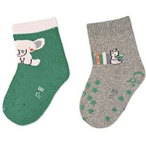 Sterntaler Babymeisje kruipsokken ABS kruipsokken dubbelpak olifant kousen - kruipsokken - met olifant en haas motief - groen, 18, groen, 18 EU