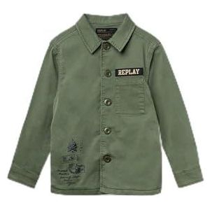 Replay Jongenshemd regular fit katoen, 806 legergroen, 14 Jaar