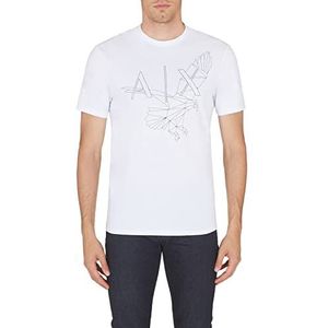Armani Exchange Heren duurzame stof, gedrukt logo Eagle, regular fit T-shirt, wit, extra klein, wit, XS