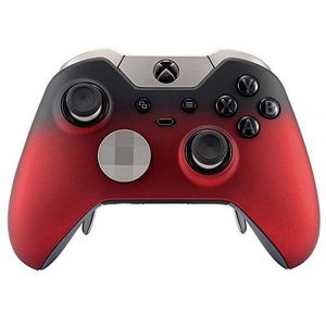 eXtremeRate Rode Schaduw Soft Touch Vervangende Shell Front Voorplaat Cover voor Xbox One Elite Controller Model 1698 met Thumbstick Accent Rings - Controller NIET Inbegrepen