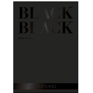 Fabriano 19100393 Black Block, diepzwart papier met mat, ongecoat oppervlak, 300 g/m2, DIN A2, 20 vellen, ideaal voor pastels, kleurpotloden en marker, zwart