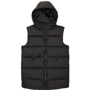 TOM TAILOR Gewatteerd vest met capuchon voor meisjes, 29999-zwart, 128 cm