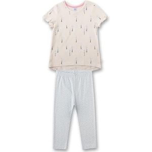 Sanetta Kinderpyjama voor meisjes, capri-leggings T-shirt met halve mouwen, 100% biologisch katoen, Sheer Pink, 128 cm