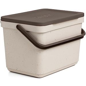 TATAY Keuken Voedsel Afval Compost Caddy Bin, 6L Capaciteit, Polypropyleen, Gemaakt van 100% Gerecycleerde materialen, Beige Kleur. Afmetingen 26,5 x 19 x 18,5 cm