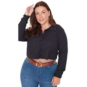 Trendyol Vrouwen Vrouw Regular Standaard Polo Neck Knit Plus Size Blouse Shirt, Donkerblauw, XXL
