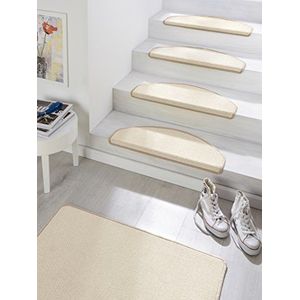 Hanse Home Fancy Trapmatten - traptapijt trapmatten zelfklevend veiligheid traptapijt halfrond voor traptreden - beige, ca. 23x65cm 15 stuks