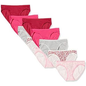 Amazon Essentials Women's Katoenen onderbroek in bikinimodel (verkrijgbaar in grote maten), Pack of 10, Grijs/Roze/Bloemen, 44