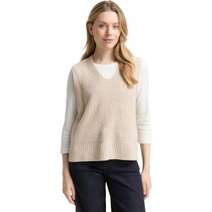 TOM TAILOR - Trui - Sand - V-hals - Losse Pasvorm - Mouwloos