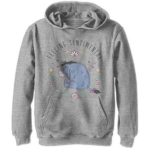 Disney Winnie The Pooh Eeyore Flowers Boy's Hooded Pullover Fleece, Athletic Heather, Small, Athletic Heather, S