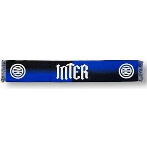 Inter Jacquard sjaal Logo Gothic Limited Edition, acryl, unisex volwassenen, zwart/blauw/wit, eenheidsmaat